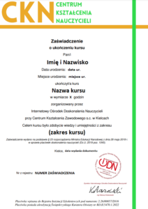 Zaświadczenie o ukończeniu szkolenia: Wykorzystanie gier i zabaw edukacyjnych w nauczaniu - obrazek 2